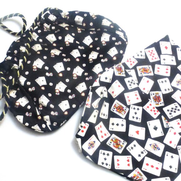 Vintage CARDS Card Deck Card Holder Card Tray Leather Case Silk Bag Bridge - Picture 7 of 11